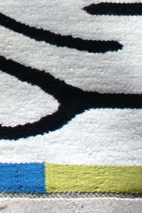 Detail the carpet Tjuga. Handmade in wool and linen. Design Elisabeth Johansson.